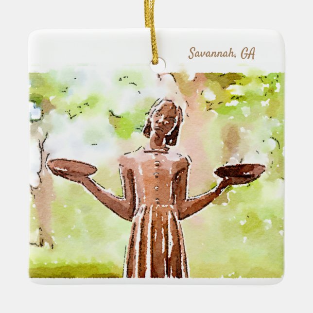 Ornement En Céramique Savannah Bird Girl Ornament de vacances (Devant)
