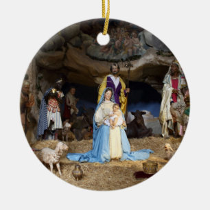 Ornement En Céramique Scène de la Nativité de Noël antique