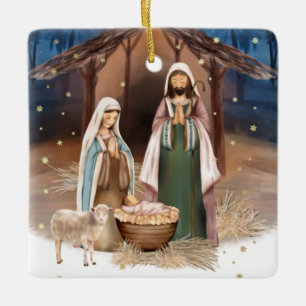 Ornement En Céramique Scène de la Nativité Noël personnalisé