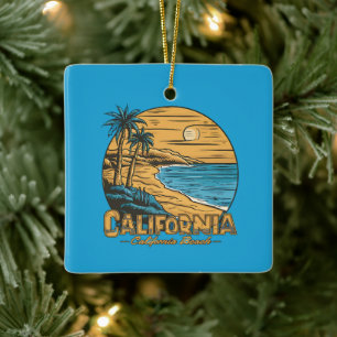 Ornement En Céramique Scène de plage californienne au coucher du soleil