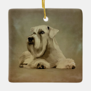Ornement En Céramique Schnauzer blanc