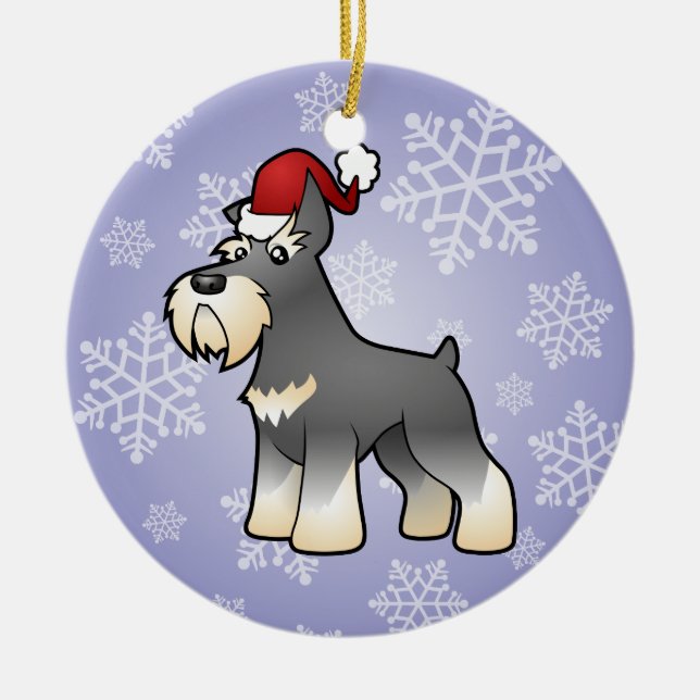 Ornement En Céramique Schnauzer de Noël (Devant)