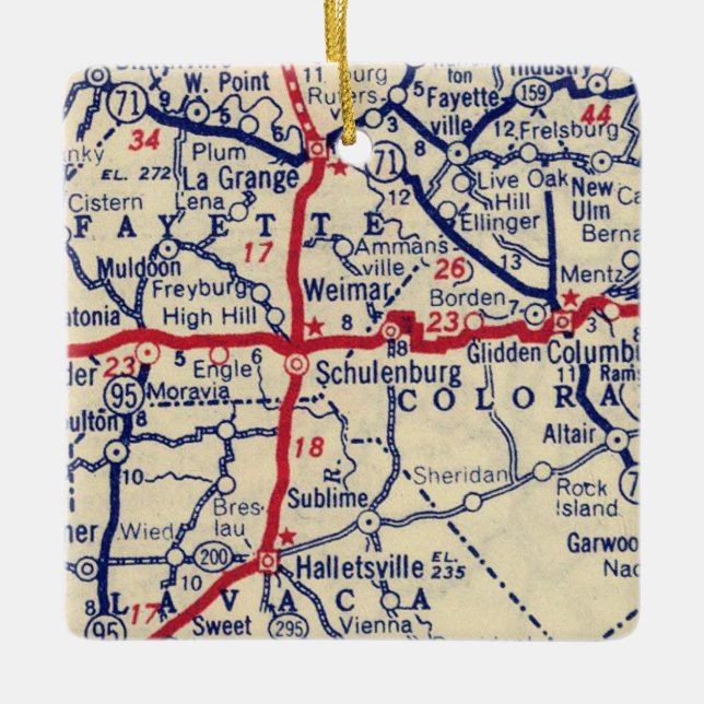 Ornement En Céramique Schulenberg TX Carte Vintage (Devant)