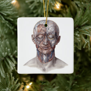 Ornement En Céramique Science vintage de l'anatomie humaine, nez de gorg