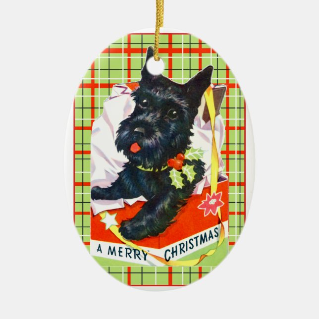 Ornement En Céramique Scottish Terrier Scottie Chien avec cadeau et plai (Devant)