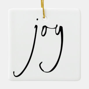Ornement En Céramique Script minimaliste Joie Noël noir blanc