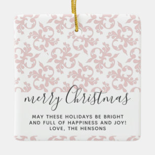 Ornement En Céramique Script Pink Rococo Joyeux Noël