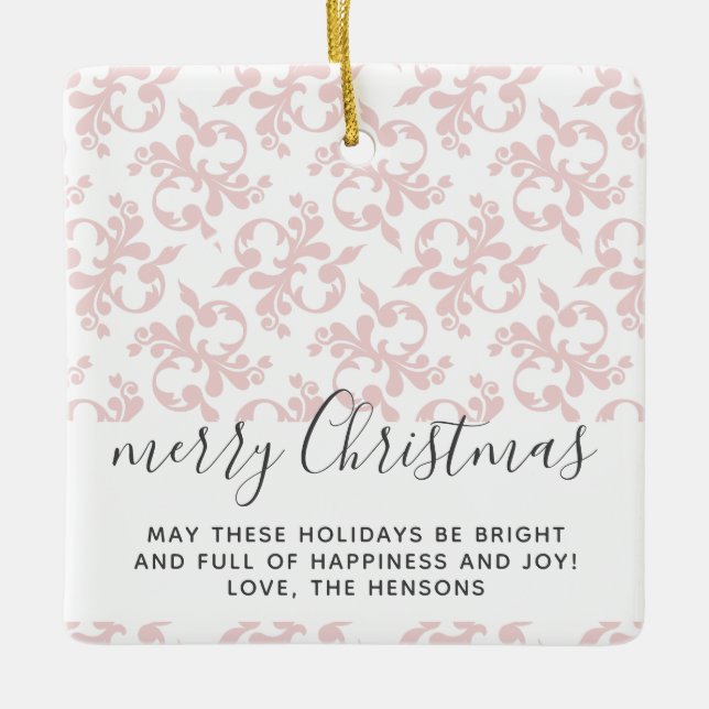 Ornement En Céramique Script Pink Rococo Joyeux Noël  (Devant)