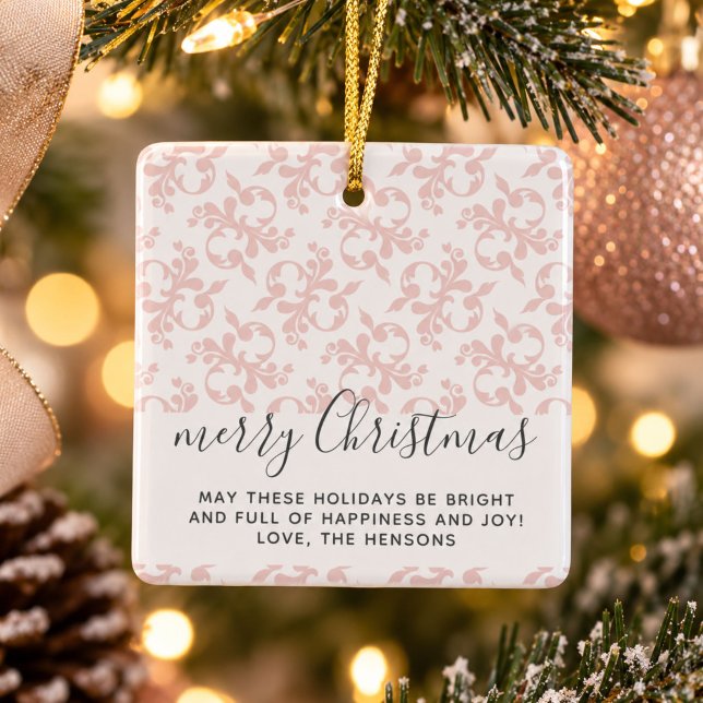 Ornement En Céramique Script Pink Rococo Joyeux Noël  (Créateur téléchargé)