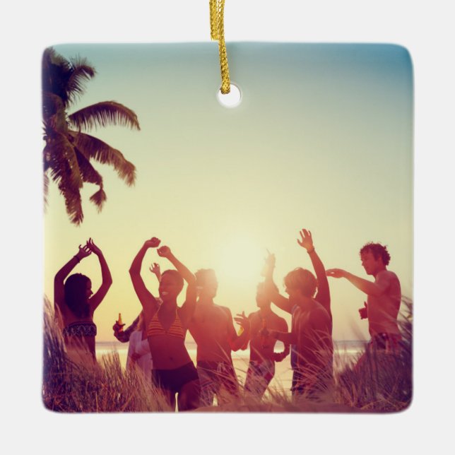 Ornement En Céramique Scrolls élégants 2 côtés personnalisables 2 Photo (Devant)