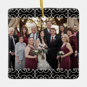 Ornement En Céramique Scrolls élégants 2 côtés personnalisables 2 Photo