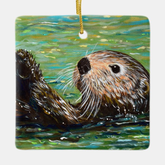 Ornement En Céramique Sea Otter Painting  (Devant)