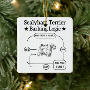 Ornement En Céramique Sealyham Terrier Logique d'écorce Drôle Chien Sarc
