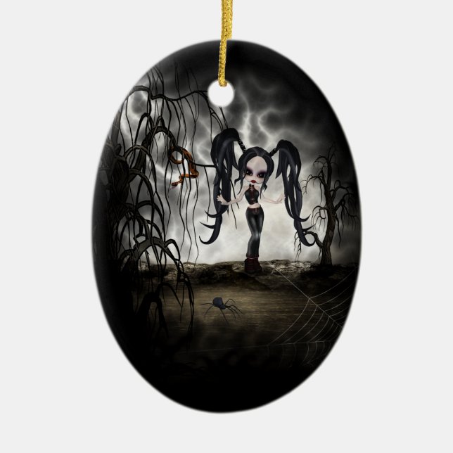 Ornement En Céramique Sepia Goth Girl Vignette (Devant)