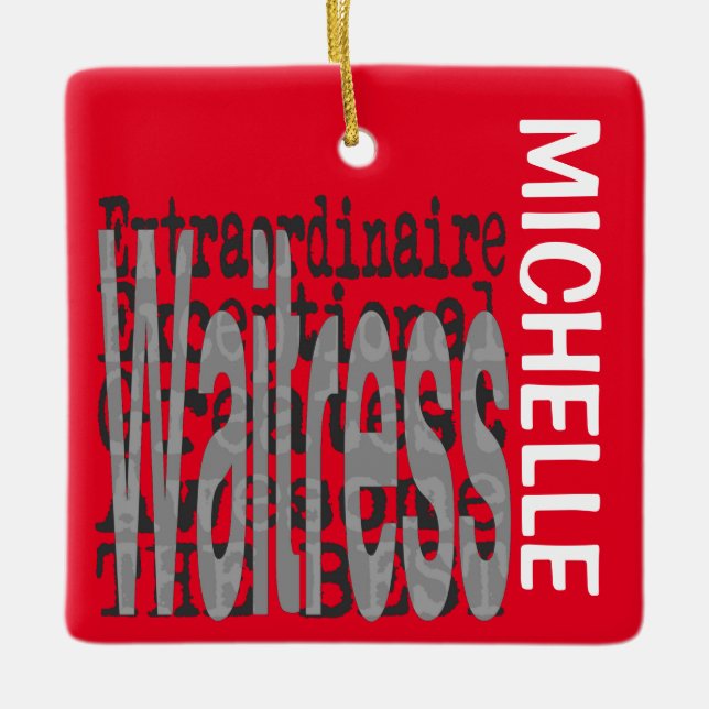 Ornement En Céramique Serveuse Extraordinaire PERSONNALISÉE (Devant)