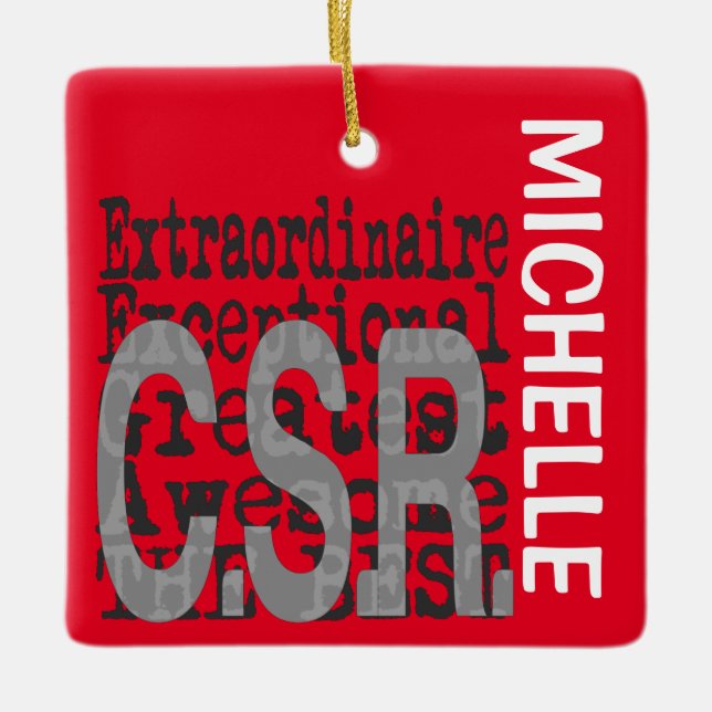 Ornement En Céramique Service Clientèle Rep Extraordinaire PERSONNALISÉ (Devant)