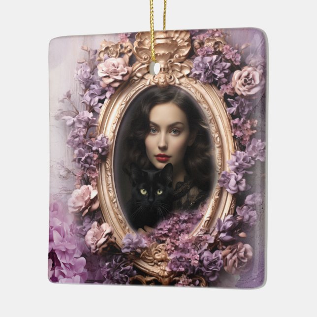 Ornement En Céramique Shabby Chic Custom Photo de famille Noël (Gauche)