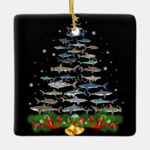 Ornement En Céramique Shark Christmas Tree Shark Amateurs Cadeaux Hommes