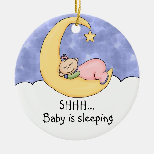 Ornement En Céramique Shhh affichette de porte de sommeil de bébé (Devant)