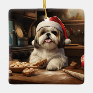 Ornement En Céramique Shih Tzu Christmas Cookies Festive Holiday
