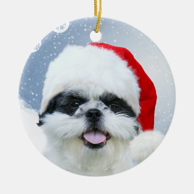 Ornement En Céramique Shih Tzu Noël (Devant)