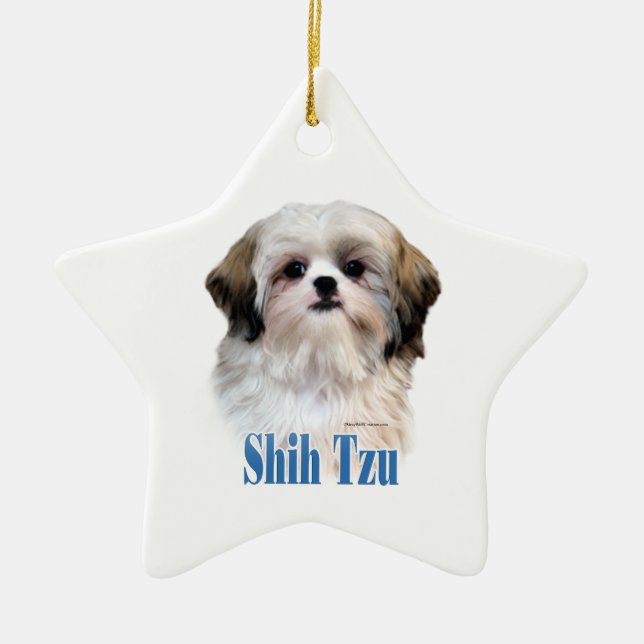 Ornement En Céramique Shih Tzu Nom (Devant)