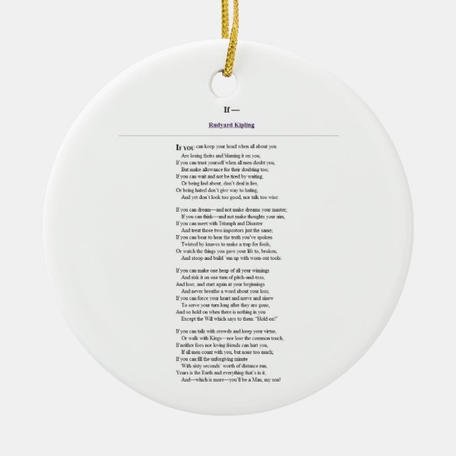 Ornement En Céramique Si, par Rudyard Kipling (Devant)