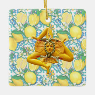 Ornement En Céramique Sicilia Trinacria Fleur Citron Sicile Italie Flora