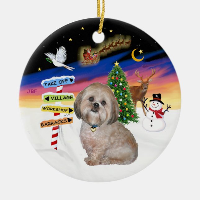 Ornement En Céramique Signes de Noël - Lhassa Apso (L) (Devant)