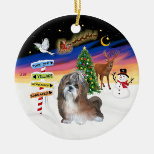 Ornement En Céramique Signes de Noël - Shih Tzu 8B