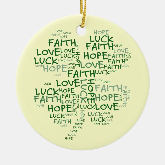 Ornement En Céramique Signification de trèfle de quatre feuilles : (Devant)