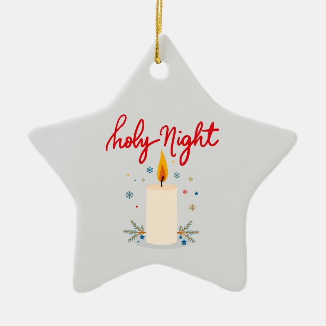 Ornement En Céramique Silent night, glowing bright. (Devant)