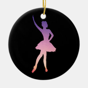 Ornement En Céramique Silhouette de Ballerina en violet, couleurs sombre