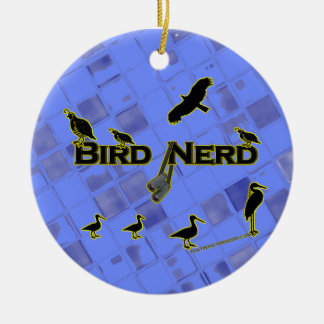 Ornement En Céramique Silhouette Nerd aux oiseaux