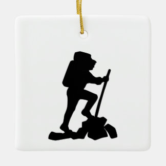 Ornement En Céramique silhouette noire simple randonnée de montagne