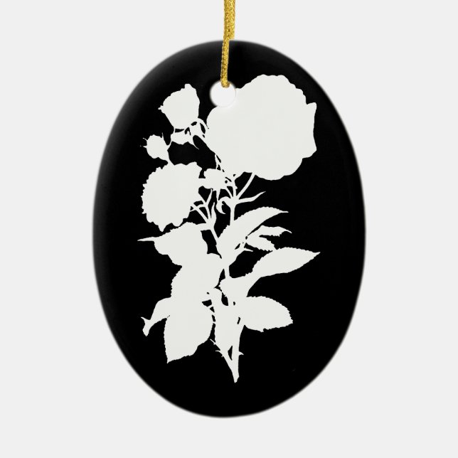 Ornement En Céramique Silhouette rose noire et blanche (Devant)