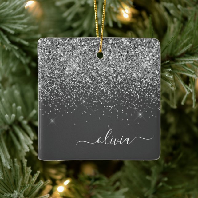 Ornement En Céramique Silver Grey Girl Parties scintillant étincelante N (Arbre)