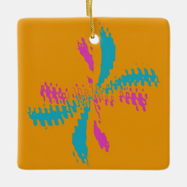 Ornement En Céramique Simple Abstrait Papillon Motif Messy Vol (Devant)