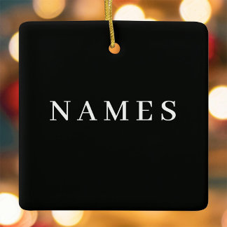 Ornement En Céramique Simple Black Custom Add Your Name Elegant