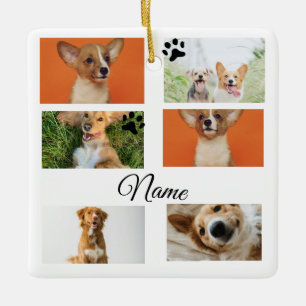 Ornement En Céramique Simple coloré animal ajouter nom photo collage