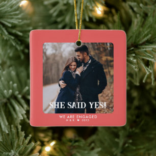 Ornement En Céramique Simple Corail Premier Noël Engagé Photo Personnali