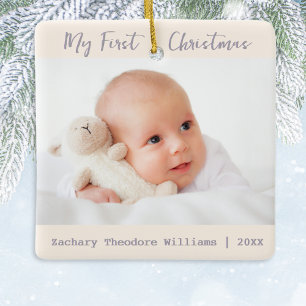 Ornement En Céramique Simple Élégant Minimaliste Premier Noël de Bébé