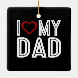 Ornement En Céramique Simple J'Aime Le Coeur Ma Typographie Papa Ornem