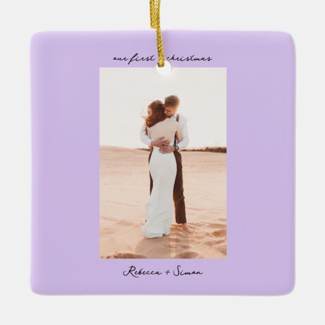 Ornement En Céramique Simple Minimalist Script Photo (Devant)