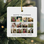 Ornement En Céramique Simple moderne Typewriter Famille Photo Collage<br><div class="desc">Simple ornement moderne de collage photo avec police minimaliste de machine à écrire. Ajoutez facilement vos photos et détails pour un ornement de Noël personnalisé.</div>