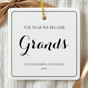 Ornement En Céramique Simple Noir Script Grand-parents Premier Noël