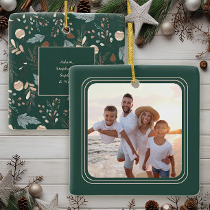 Ornement En Céramique Simple Photo Boho Hiver Verdure Noël