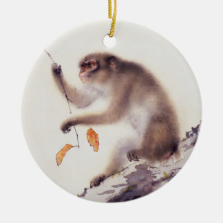 Ornement En Céramique Singe dans un arbre persimmon