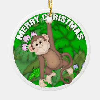Ornement En Céramique Singe de Joyeux Noël