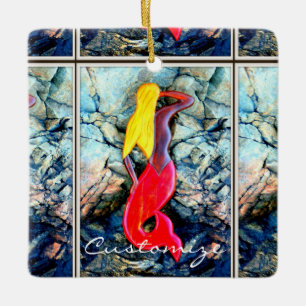 Ornement En Céramique sirène blonde à queue rousse